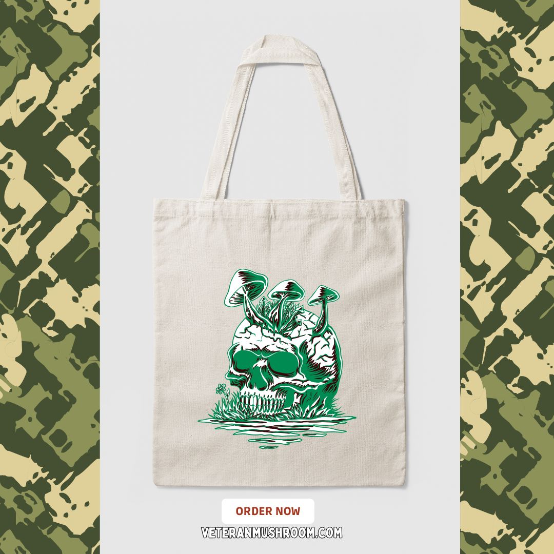 Mushroom Skull Tote Bag